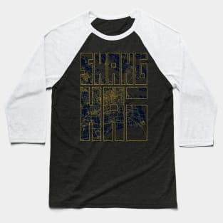 Shanghai, China City Map Typography - Gold Art Deco Baseball T-Shirt